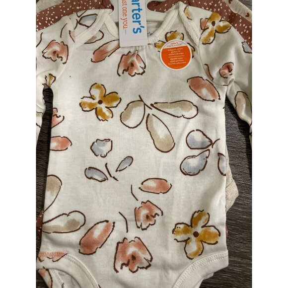 Carters Baby Girls 3-Pack Long-Sleeve Bodysuits 3 months NWT - Picture 4 of 6